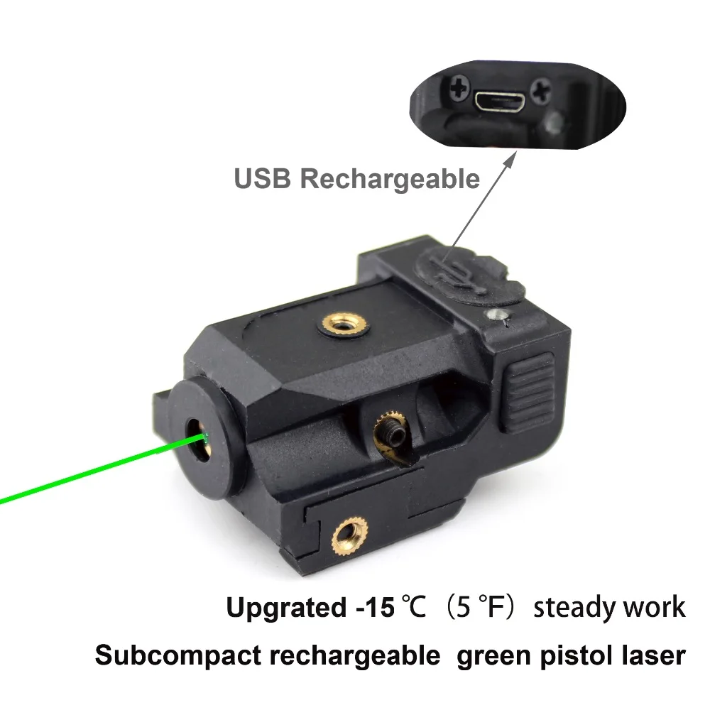 Tactical Subcompact Direct Rechargeable Subzero520nm Green Pistol Gun Laser Sight dada