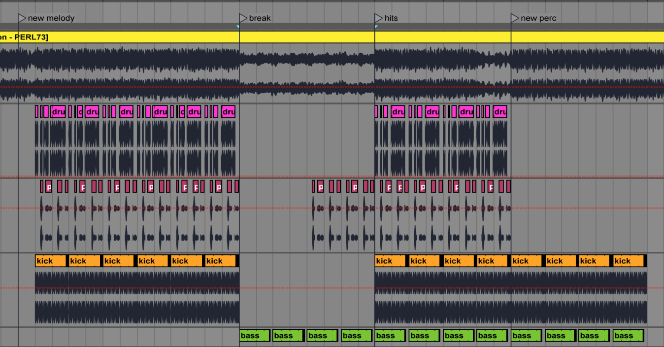 turning loops into finished tracks: screenshot of loop replicated over 4 bars