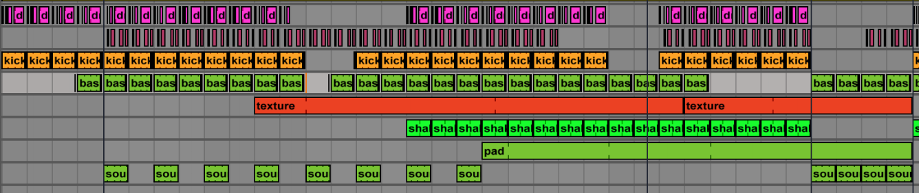 turning loops into finished tracks: screenshot of loop replicated over 4 bars