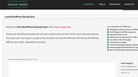 WordPress Security Scan - сервис для проверки безопасности сайта