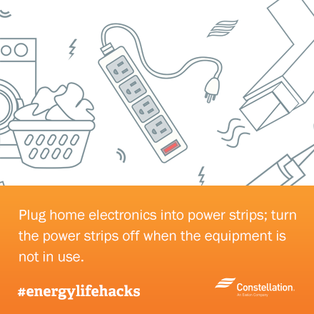 ways to save energy tip - plug electronics into power strips