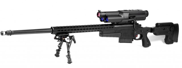 The TrackingPoint XS1, chambered in a .338 Lapua Magnum, with a 27-inch Krieger barrel and 300 grain match rounds.