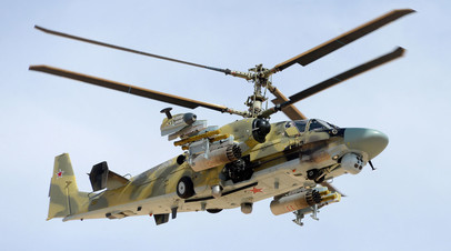 Вертолёт Ка-52 «Аллигатор» во время боевой операции в Сирии