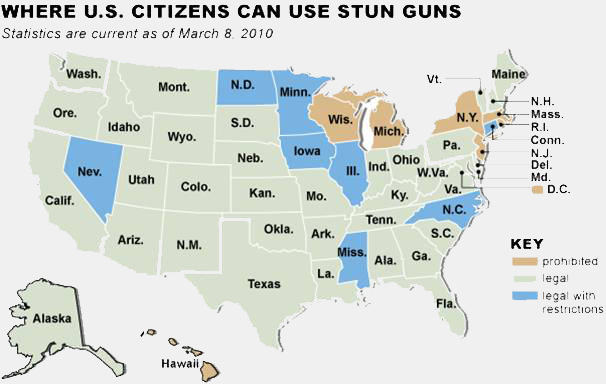 stun gun map