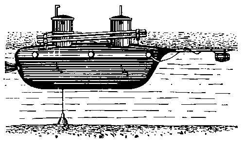 Подводная лодка, построенная по проекту русского военного инженера К. А. Шильдера. 1834.