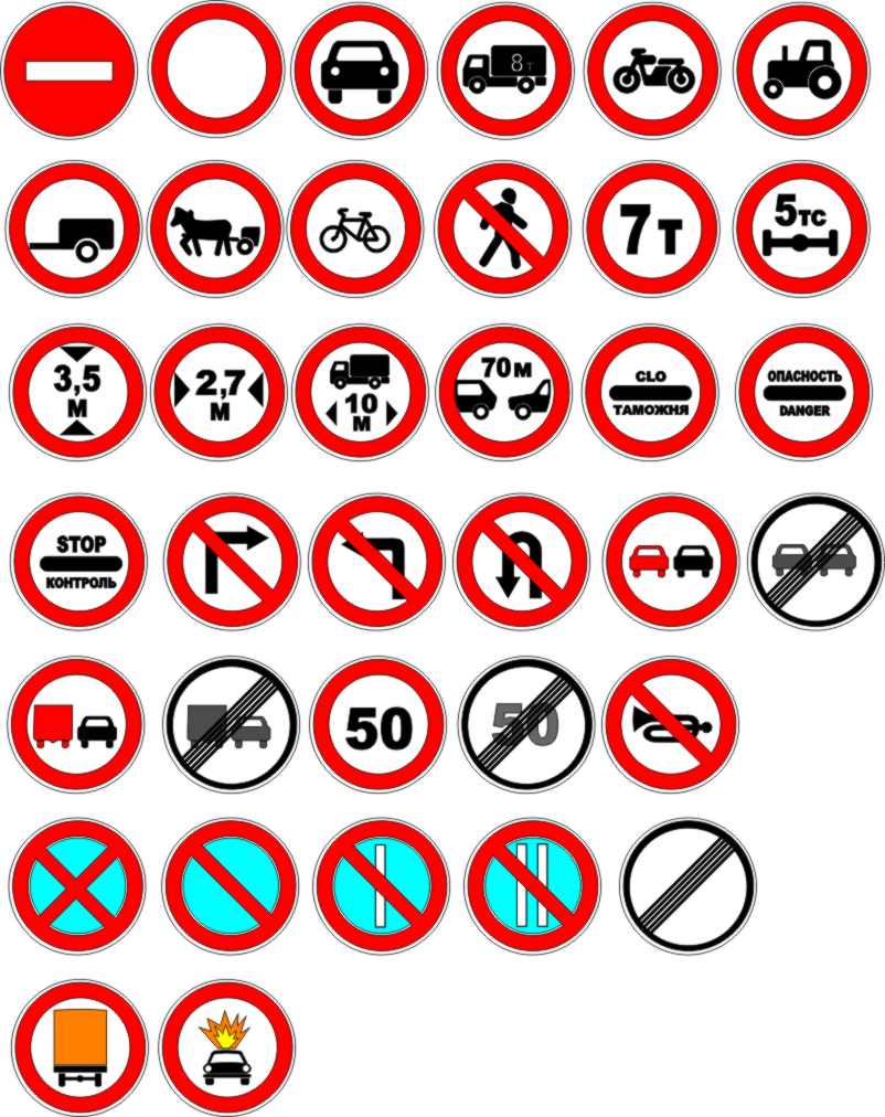 Запрещающие знаки машин