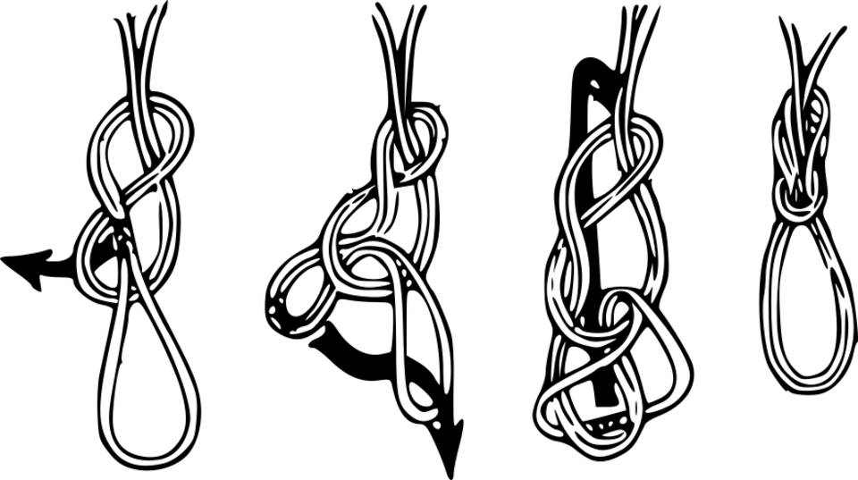 Схема вязания узла "Двойная восьмерка"