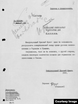 A request from the Red Cross to help Soviet prisoners, with the notation "Do Not Respond" in Molotov