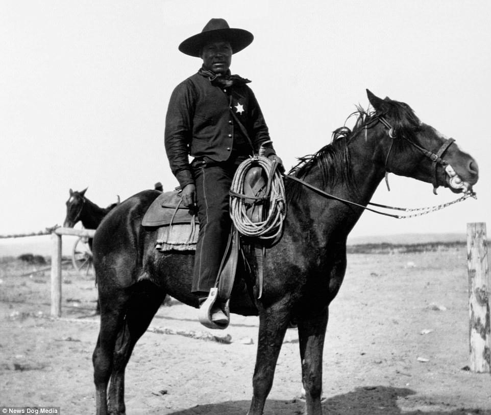 This photo shows an African-American cowboy proudly sitting saddled on his horse in Pocatello, Idaho, in 1903. It is part of a rare set of photos that reveal the forgotten history of black cowboys that made up a significant portion of the cowboys in the Wild West. By the 1870s and 1880s, as many as 25 per cent of the 35,000 cowboys in the Old West were in fact black