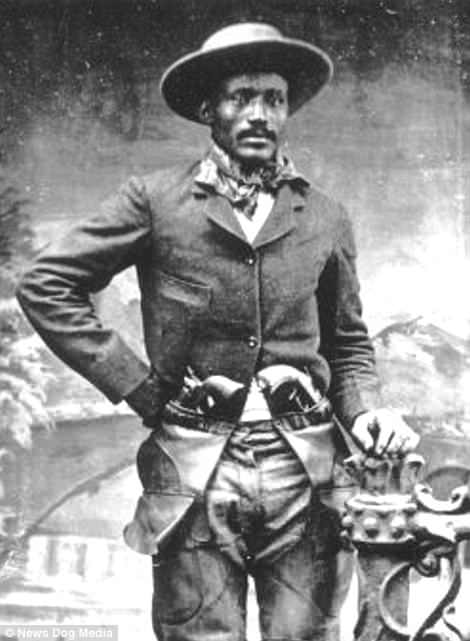 Ned Huddleston an African-American cowboy and former slave, pictured circa 1880s. Ned was at various points a legitimate stunt rider and a horse and cattle rustler