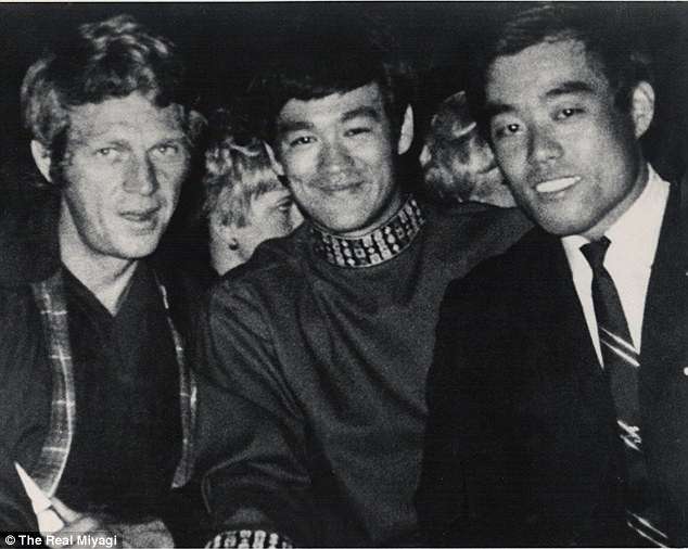 Steve McQueen, Bruce Lee, and Fumio Demura. Before Bruce became a film star in his own right he taught kung fu to celebrities in Los Angeles and counted McQueen among his clients