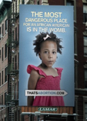 Controversial: The billboard poster, erected in Manhattan