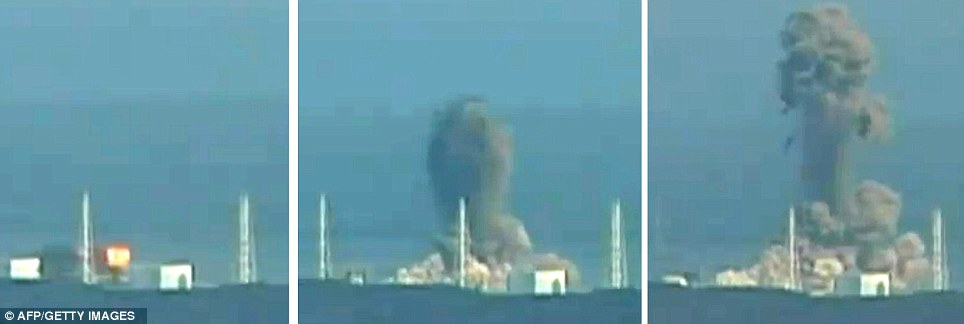 A second explosion rocks the crippled Fukushima Dalichi nuclear plant yesterday (1), (2) smoke starts to pour from the building housing the plant