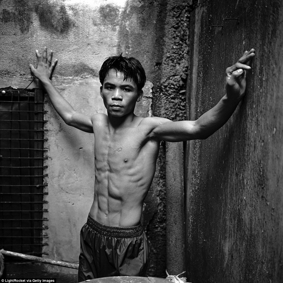 Manny Pacquiao pictured as a teenager in a boxing gym in Manila before he became a global superstar