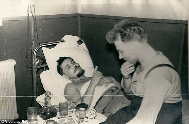 Russian surgeon Leonid Rogozov, (pictured left with his friend Yuri Vereschagin), was forced to remove his own appendix when he was stranded on an expedition in the Antartic - as he was the only doctor on the team