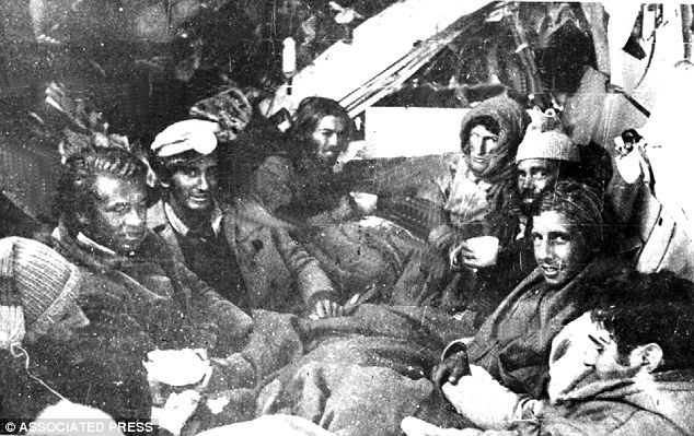 Never the same again: The last eight survivors of an Uruguayan Air Force plane crash in the Andes huddle in the craft