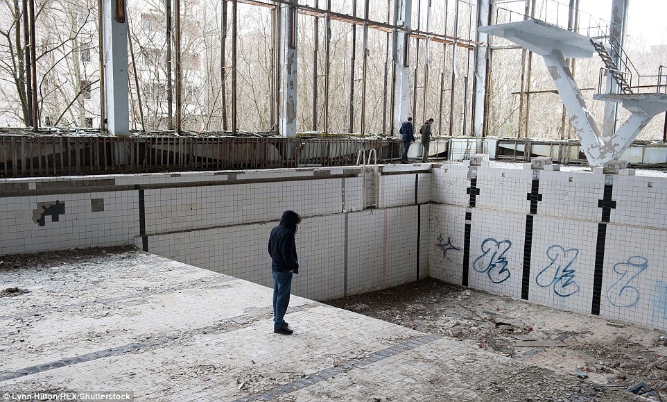 Pripyat was a modern Soviet city, with a now-empty Olympic-sized swimming pool that tourists can now enter and explore