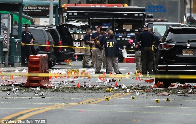 Rahimi is accused of setting off two bombs on September 17. No one was injured in  the explosion in New Jersey, but another bomb went off on 23rd Street in New York City (pictured)