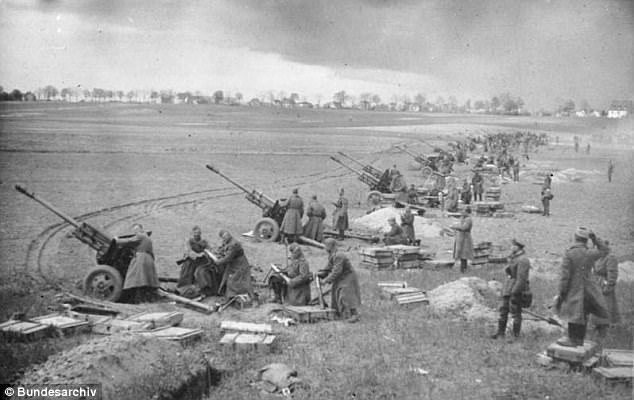 It took the Russians (pictured during the battle) three days to break through the German defenses at Seelow, during which they lost up to 30,000 men