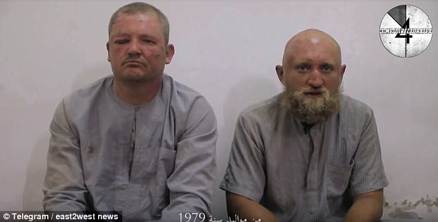 Recent reports highlighted how jihadists captured bearded father of two Roman Zabolotny (right), 39, and his comrade Grigory Tsurkanu (left), 38