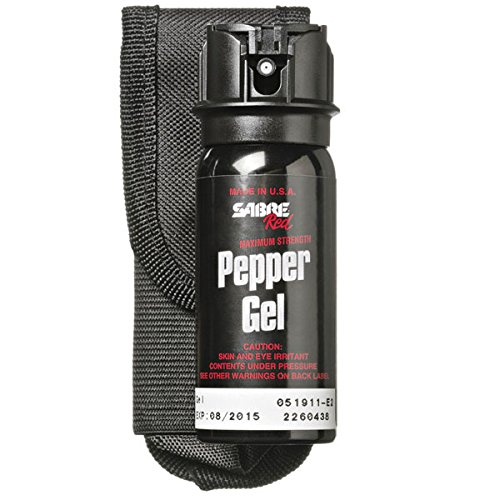 SABRE RED Pepper Gel - Police Strength - Tactical Series with 18-Foot (5.5M) Range, 18 Bursts & Belt Holster