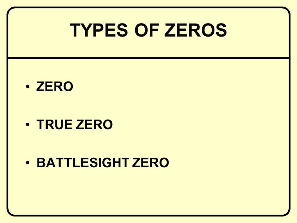 ZERO TRUE ZERO BATTLESIGHT ZERO TYPES OF ZEROS