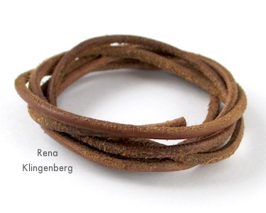 Leather cord for Adjustable Sliding Knot Necklace - tutorial by Rena Klingenberg