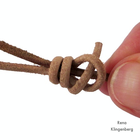 Finishing the knot for Adjustable Sliding Knot Necklace - tutorial by Rena Klingenberg