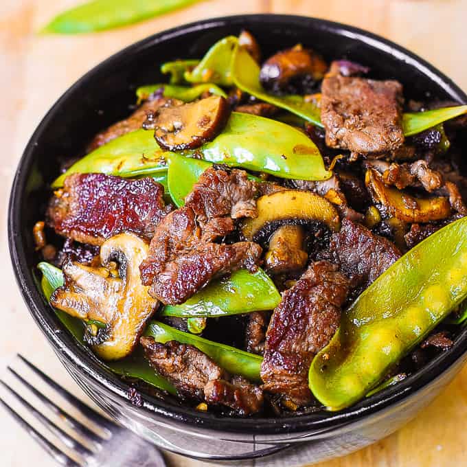 Asian Beef with Mushrooms and Snow Peas