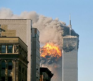 UA Flight 175 hits WTC south tower 9-11 edit