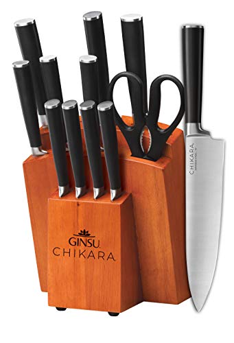 Ginsu Gourmet Chikara Series, Japanese Steel 12 Piece Cutlery Set with Toffee Finish Block