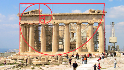 golden ratio superimposed on the Parthenon