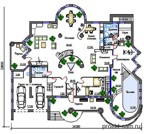 план дома с тренажерным залом 1 этаж