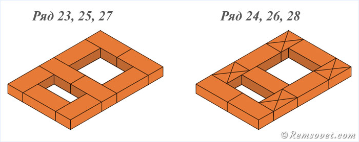 Порядовка отопительной печи ПТО-2300, 22-28 ряды