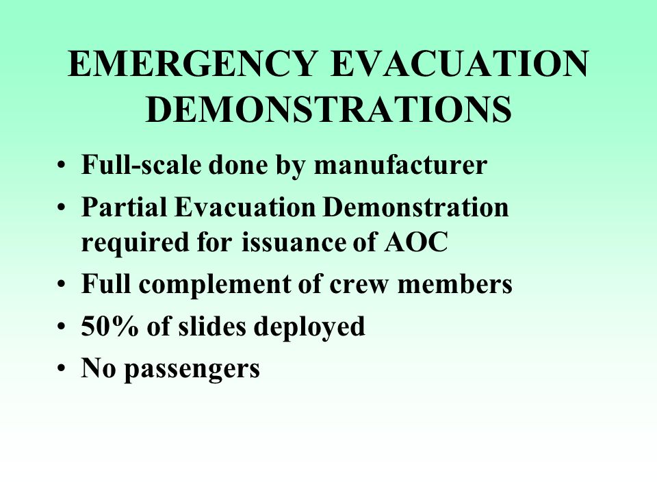 EMERGENCY EVACUATION DEMONSTRATIONS