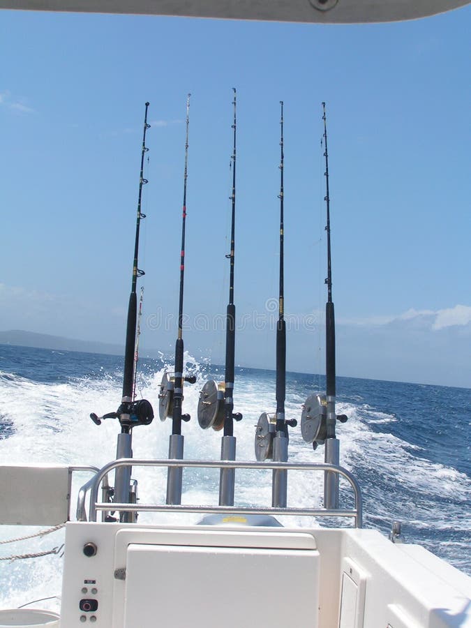 5 Fishing Rods royalty free stock photography