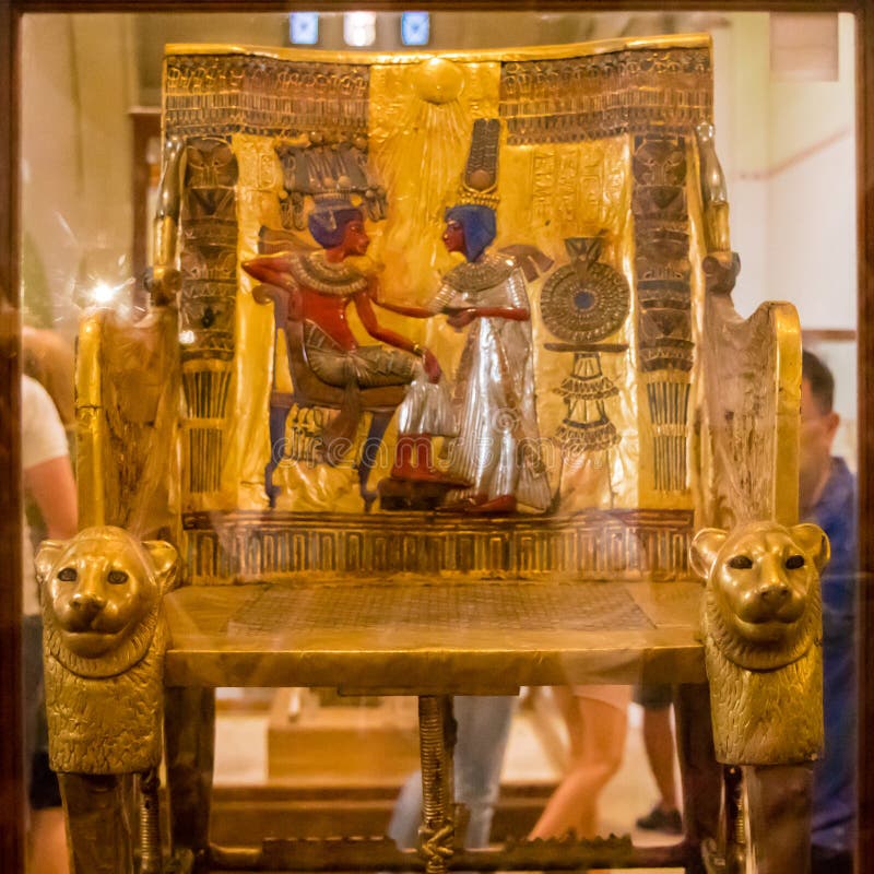 Ancient Egyptian art, the Golden throne of Tutankhamen royalty free stock images