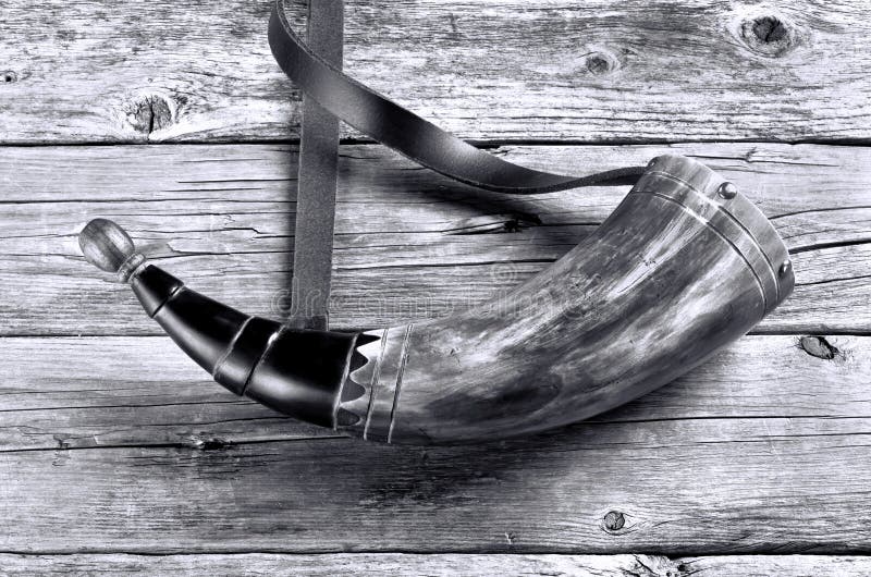 Antique Gunpowder Horn stock images