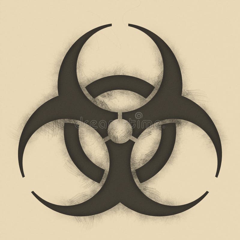 Biohazard biological hazard symbol. Handdrawn style stock illustration