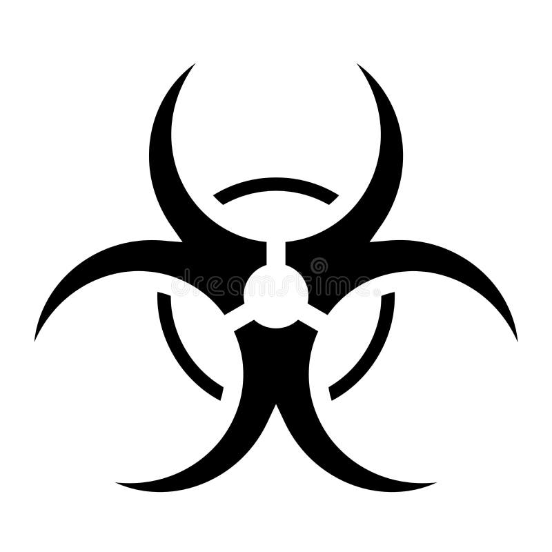 Biohazard caution sign. Symbol of hazard caused by biological microorganism, virus or toxin. Simple flat vector. Illustration in black royalty free illustration