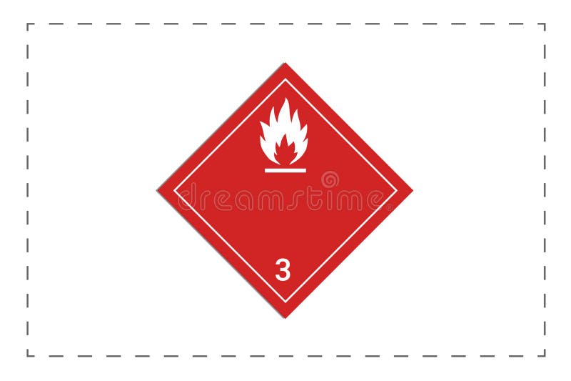 Combustible substance label. Visual indication of the type and level of hazard stock illustration