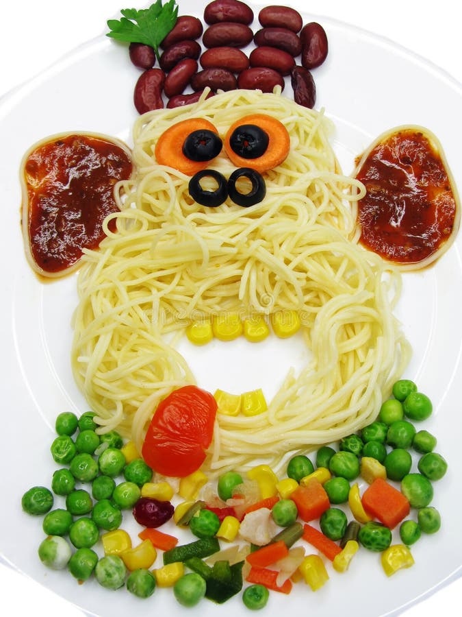 Creative pasta food monkey shape royalty free stock photos
