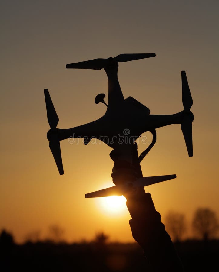 Drone in the sunset stock images