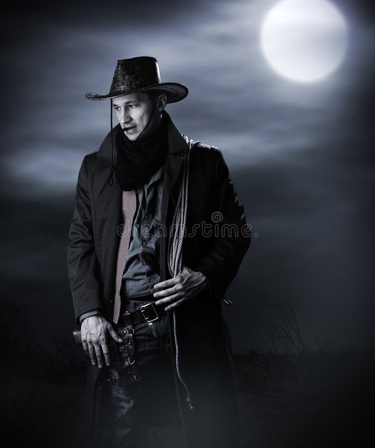 Handsome man in cowboy costume royalty free stock images