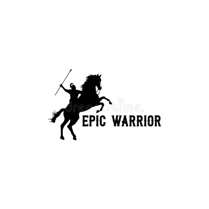 Horseback Knight Silhouette, Horse Warrior Paladin Medieval logo design. EASY TO EDIT stock illustration