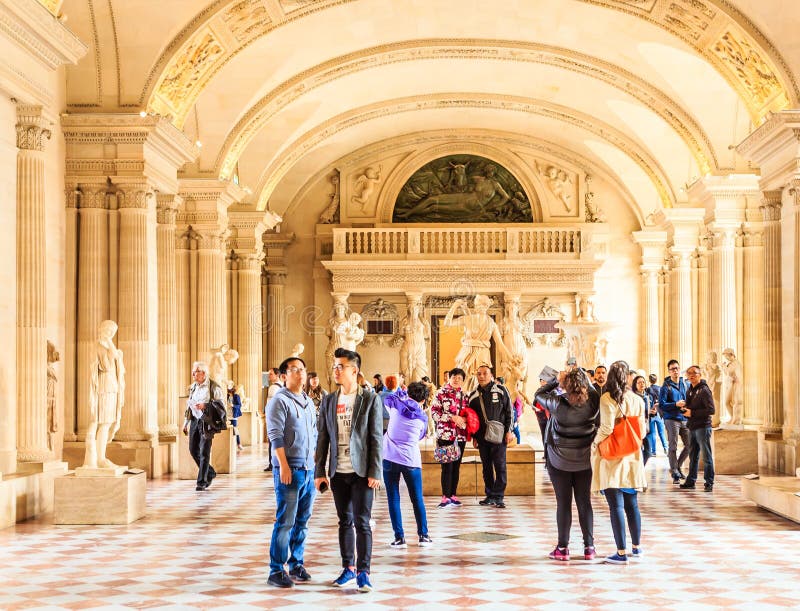 The Louvre.Hall of ancient art. Paris royalty free stock photos