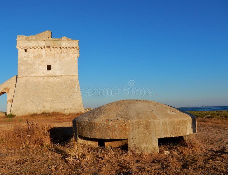 Pillbox at Torre Squillace stock image