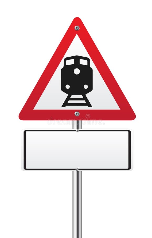 Railroad level crossing traffic sign. On white stock illustration