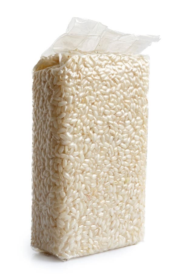 Vacuum packed Arborio short grain white rice. royalty free stock photo