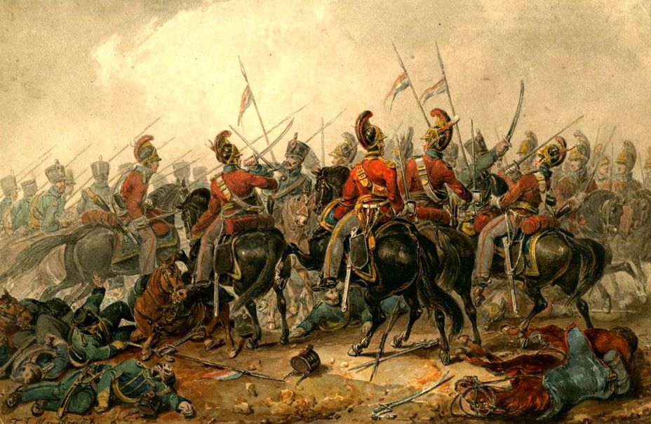 ​Лейб-гвардия сражается с французами на поле Ватерлоо, 1815 год - Парни в медвежьих шапках 